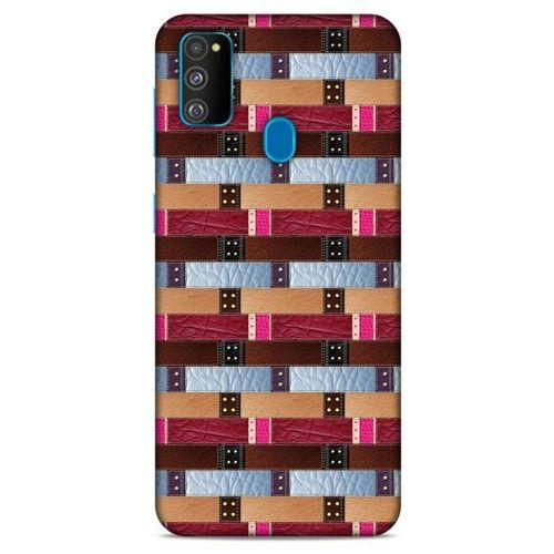 Samsung Galaxy M30s Kılıf Patchwork (45) Liquid Air Kılıf Bordo Gri