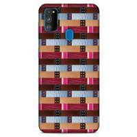 Samsung Galaxy M30s Kılıf Patchwork (45) Liquid Air Kılıf Bordo Gri
