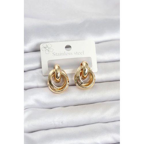 316L Çelik Gold Renk Halka Model Kadın Küpe
