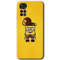 MRCİLETİSİM Xiaomi Redmi Note 11 5G Global Kılıf HD Desen Baskılı Arka Kapak+Temperli Cam - Sünger Bob