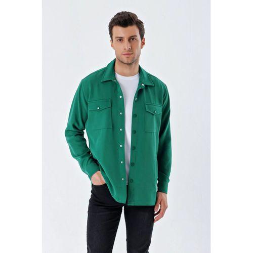 20193 Oversize Erkek Gömlek - Zümrüt Yeşili