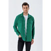 20193 Oversize Erkek Gömlek - Zümrüt Yeşili