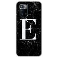 Poco x3 GT Kılıf HD Desen Baskılı Arka Kapak - Siyah Mermer Desenli E Harfi + Kırılmaz Cam