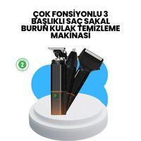 3’ü 1 Arada Erkek Bakım Makinesi – Paslanmaz Çelik Başlıklı Şarjlı Tıraş Seti