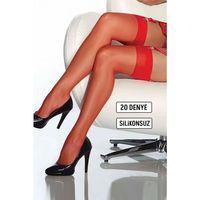 Kırmızı Dantelsiz Jartiyer Çorabı Brf5555