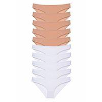 10 adet Süper Eko Set Likralı Kadın Slip Külot Ten Beyaz