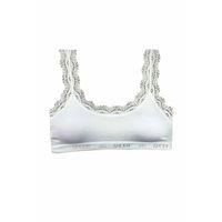 Dantel Nakış İşlemeli Pedli Bambu Kadın Büstiyer Beyaz