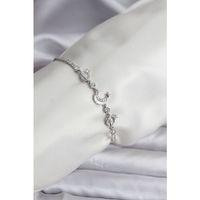 Charmlı Model Zirkon Taşlı Gümüş Renk Su Yolu Kadın Bileklik