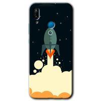 MRCİLETİSİM Huawei P20 Lite Kılıf HD Desen Baskılı Arka Kapak + Temperli Cam - Space Smoke