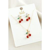 Kiraz Zirkon Taşlı Set Kolye