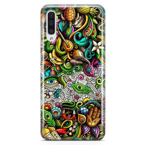 Samsung Galaxy A70 Kılıf Hindistan Doodle Arka Kapak Koruma Desenli Full Koruyucu