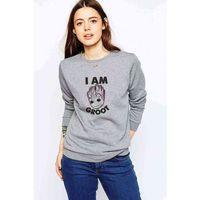 I Am Groot Baskılı Gri Kadın Sweatshirt