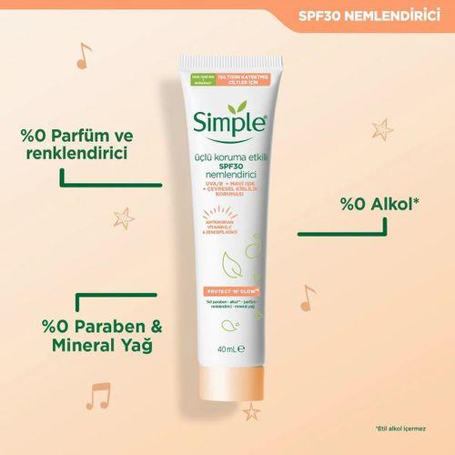 Simple Protect Glow Üçlü Koruma Etkili Spf30 Nemlendirici 40 ML