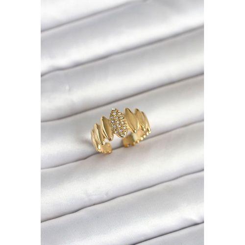 316L Çelik Gold Renk Zirkon Taşlı Vintage Model Kadın Yüzük