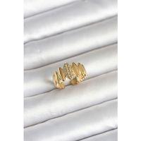 316L Çelik Gold Renk Zirkon Taşlı Vintage Model Kadın Yüzük