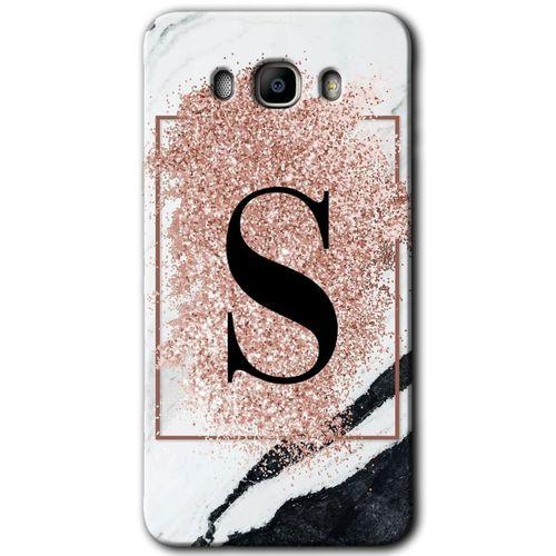 MRCİLETİSİM MRCİLETİSİM Samsung Galaxy J7 2016 Kılıf HD Desen Baskı Arka Kapak + Temperli Cam - Pembe Mermer Desenli S Harf