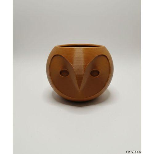 Kahverengi Baykuş Figürlü Mini Dekoratif Saksı 6 Cm Masaüstü Ofis Dekoru