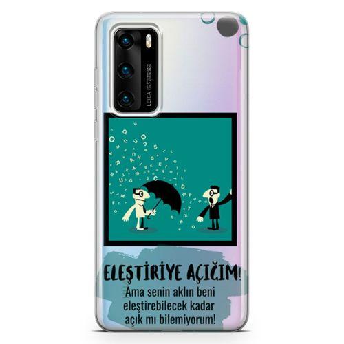 Huawei P40 Kılıf Eleştriye Açığım Arka Kapak Koruma Desenli Full Koruyucu