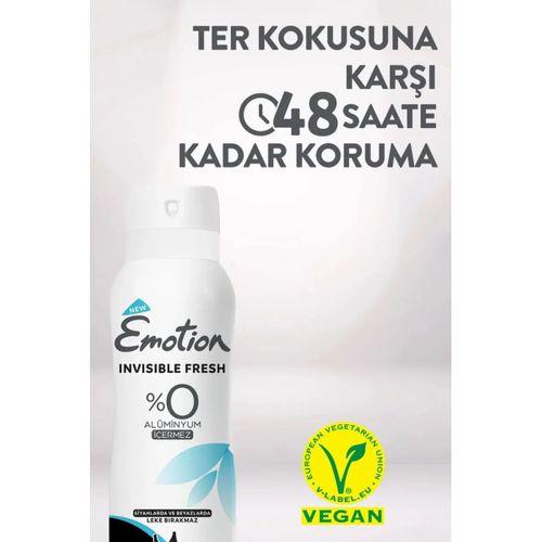 3 Adet Emotion Invisible Fresh Black & White Kadın Deodorant 150ml Vegan, Leke Bırakmaz