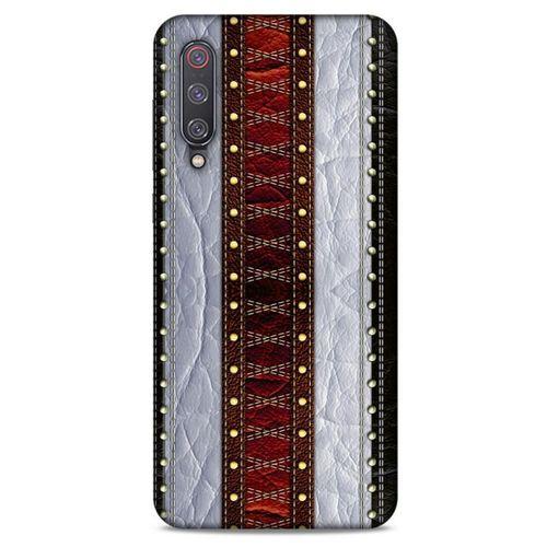 Xiaomi Mi 9 Kılıf Patchwork (11) Tam Koruma Siyah Gri