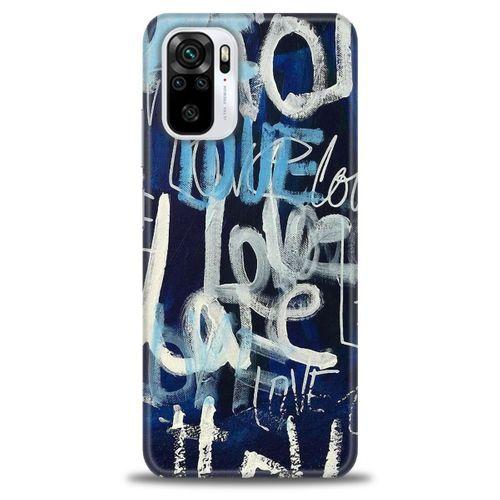 Xiaomi Poco M5s Kılıf HD Baskılı Kılıf - Love Mavi + Tam Ekran Koruyucu