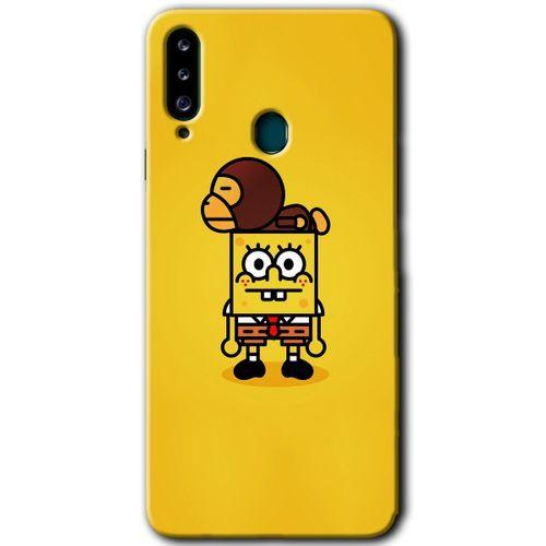 Galaxy A20s Kılıf HD Desen Baskılı Arka Kapak - Sünger Bob + Kırılmaz Cam
