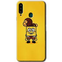 Galaxy A20s Kılıf HD Desen Baskılı Arka Kapak - Sünger Bob + Kırılmaz Cam