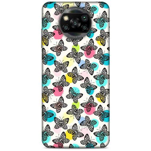 Xiaomi Redmi Poco X3 Kılıf Kelebek Etkisi (36) Glitter Kılıf Sarı Pembe
