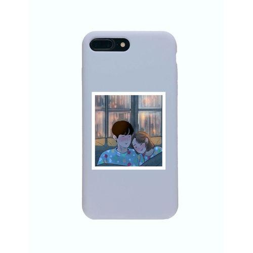 iPhone 8 Plus Premium Lansman Pastel Lila Telefon Kılıfı Özel Çizim