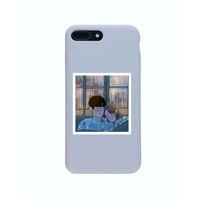 iPhone 8 Plus Premium Lansman Pastel Lila Telefon Kılıfı Özel Çizim