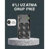 Termal Akım Korumalı 6’lı Uzatma Priz Usb Type-c Hızlı Şarj 2500w