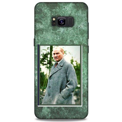 Samsung Galaxy S8 Plus Kılıf Atatürk (20) Koruyucu Kılıf Yeşil Mermer