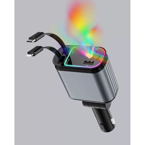 Araç Şarj Cihazı 4 Portlu 66w Hızlı Şarjlı Led Işıklı Ve 180° Dönebilir