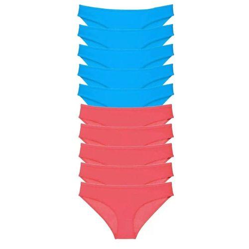 10 Adet Süper Eko Set Likralı Kadın Slip Fuşya Mavi