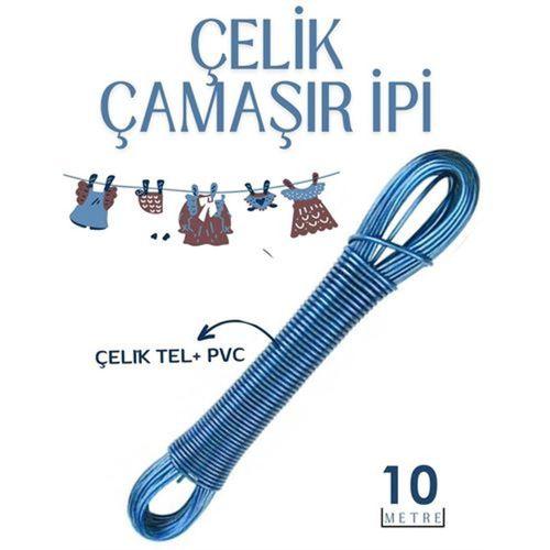 Modacar 10 mt Çelik Çamaşır İpi Pvc Kaplı Dayanıklı Çamaşır İpi Balkon Çamaşır İpi