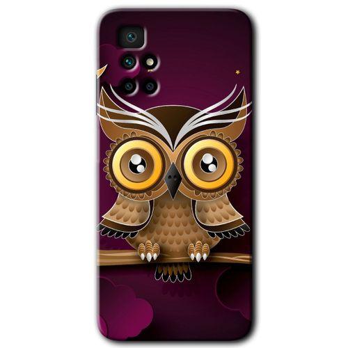 Redmi 10 Kılıf HD Desen Baskılı Arka Kapak - Owl Bird Branch