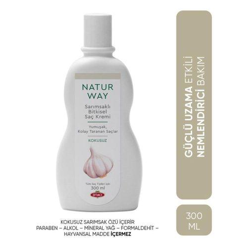 OtacI Natur Way Kokusuz Saç Kremi 300 ml – Sarımsak ve Bitki Özlü, Saç Onarıcı ve Güçlendirici, Günlük Kullanım İçin