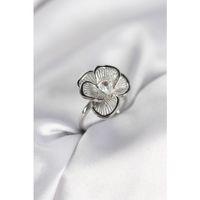 Gümüş Renk Çiçek Model Vintage Kadın Yüzük