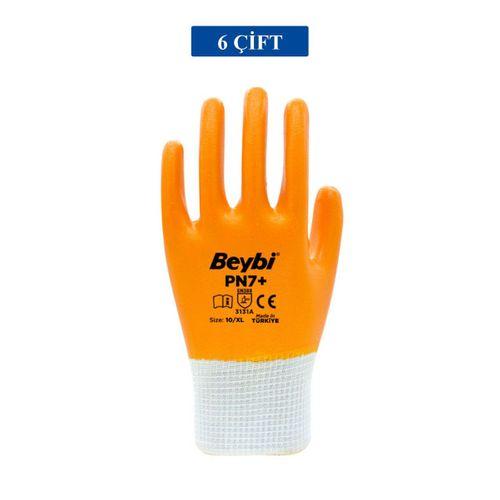Pn7+ Sarı Iş Eldiveni Polyester Örme Nitril Beybi No:10 Royaleks Group - 6 Çift