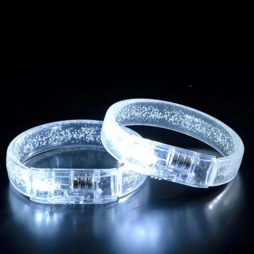 Eğitici Oyuncak Beyaz-Gümüş Led Işıklı Baskı Yapılabilen Pilli Bileklik Bilezik 1,5 cm Genişlik