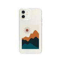 iPhone 12 Mini Mountain & Sun Desenli Premium Şeffaf Silikon Kılıf
