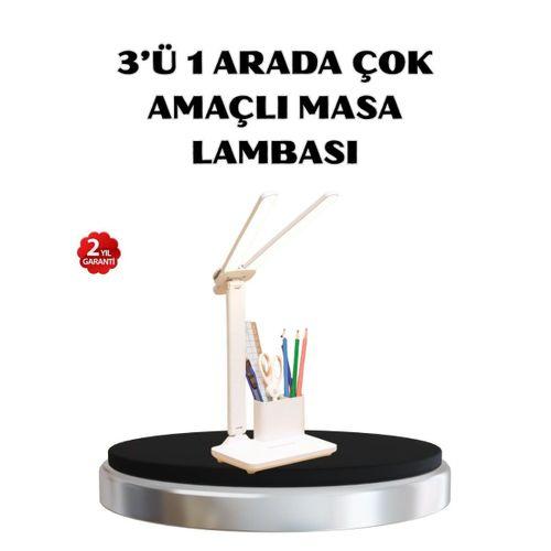 Kalemlik Ve Telefon Standlı Masa Lambası – Kısılabilir Led Işık, Göz Dostu Tasarım