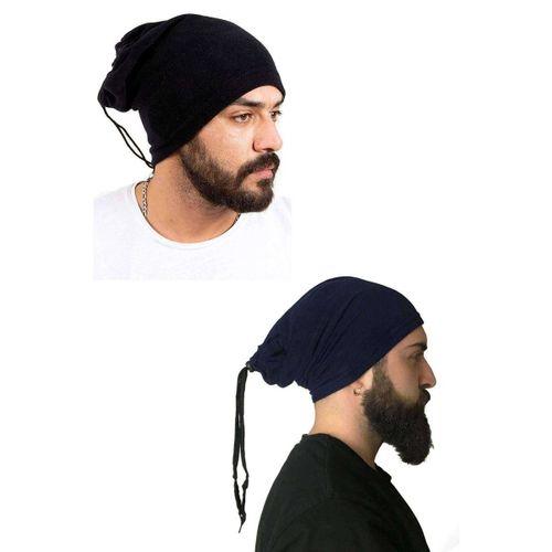 2 Adet Polar İpli Bere ve Boyunluk Siyah Lacivert