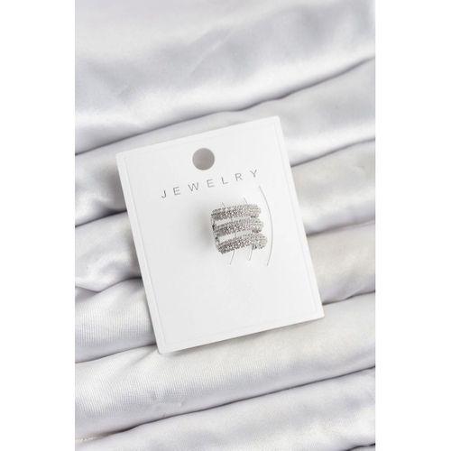 Pirinç Gümüş Renk Zirkon Taşlı Earcuff Kıkırdak Küpe