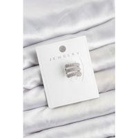 Pirinç Gümüş Renk Zirkon Taşlı Earcuff Kıkırdak Küpe