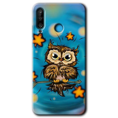 Huawei P30 Lite Kılıf Baskılı Kapak - Owl Bird Stars +Tam Kaplayan Mat Seramik