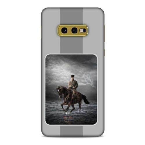 Samsung Galaxy S10e Kılıf Atatürk (39) Liquid Crystal Kılıf Gri Şerit