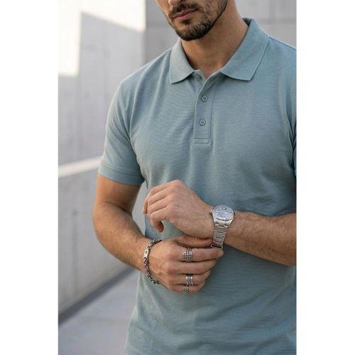 Orlando Polo Yaka Pike Kumaş Relaxed Fit Basic Düğmeli Relaxed Fit Erkek T-Shirt - Açık Mavi