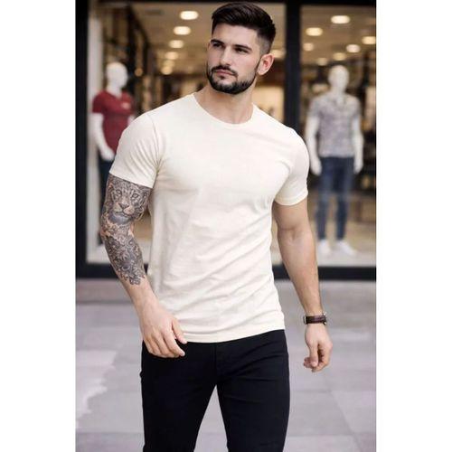 Erkek 2li Bisiklet Yaka Tişört – Kısa Kollu Yazlık Slim Fit Body - Siyah - Ekru