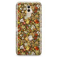 Huawei Mate 20 Lite Kılıf Doodle Restaurant Arka Kapak Koruma Desenli Full Koruyucu